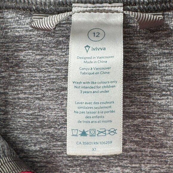 Ivivva By Lululemon Girls Grey Full Zip Jacket W/ Pink Accents Thumb Holes Sz 12 - Picture 6 of 7
